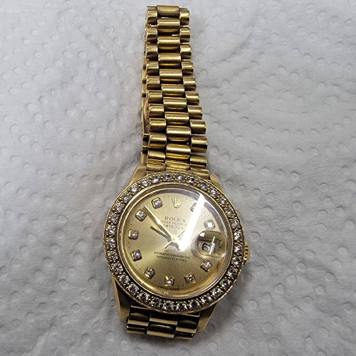 勞力士（Rolex）鑲鑽黃金女裝日誌型腕錶