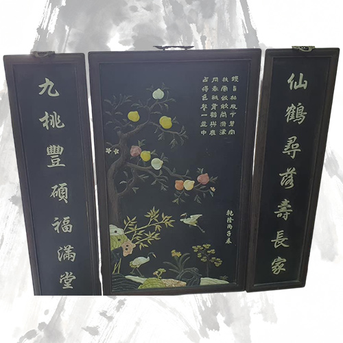 中國傳統設計紅木鑲嵌掛屏