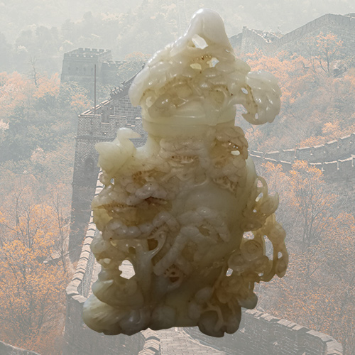 和田玉白玉松鶴延年花瓶