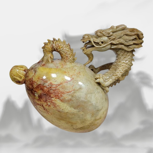 壽山石龍首茶壺