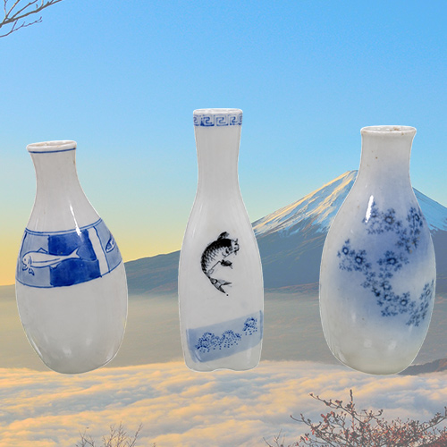 日式風格青花瓷清酒瓶