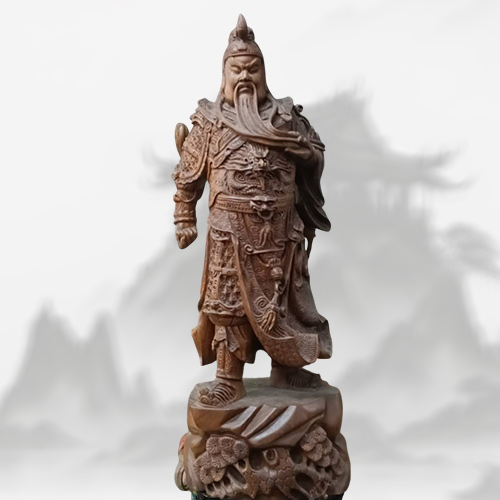 檀木關公雕像