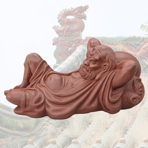 紫砂陶塑達摩祖師睡像