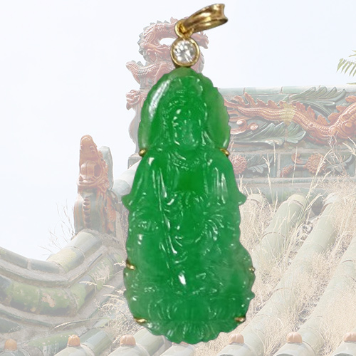 玻璃種綠翡翠玉墜觀音