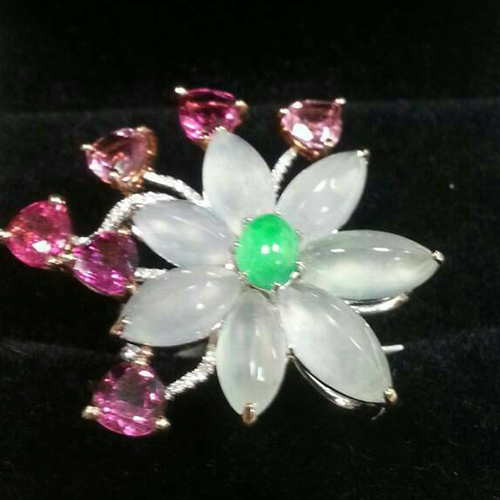 蛋面翡翠紅寶石